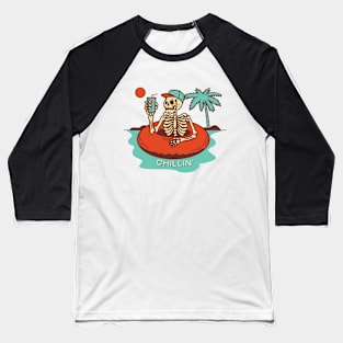 Chilling Skeleton Retro Baseball T-Shirt